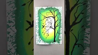 Moonlight with pair of birds scenery drawing #shorts