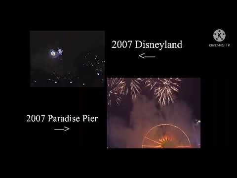 New Year Countdown 2007 Disneyland and Paradise Pier Comparison (99.9% synchronized)