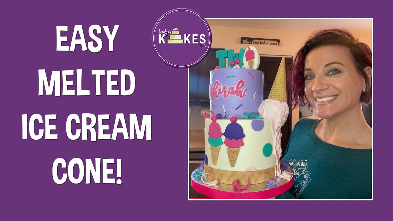 MELTED ICE CREAM CONE CAKE FOR BIRTHDAY - SUPER SIMPLE!!