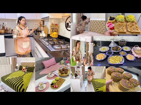 روتين صباح شتوي فطور كيشهي كاب كيك بالكنافة و بيسطاج شهيوات غداء بابا غنوج تتبلة جوانح دجاج 