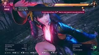 Tekken 8 CBT Xiaoyu movelist with frame data display  (opponent all block)