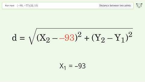 Find the distance between two points p1 (-93,-77) and p2 (22,15): Step-by-Step Video Solution