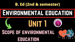 Scope Of Environmental Education Unit 1 Environmental Education B. Ed