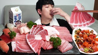 참치회 뱃살모듬 먹고 내 뱃살도 더하고🐟(Ft.참치회무침, 초밥) 혼술 리얼먹방 Raw Tuna MUKBANG ASMR REALSOUND EATINGSHOW