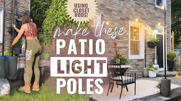 DIY MODERN STRING LIGHT POSTS: Create Moveable Bistro Light Posts to Transform Your Patio #diy