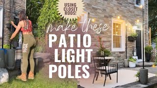 DIY MODERN STRING LIGHT POSTS: Create Moveable Bistro Light Posts to Transform Your Patio diy