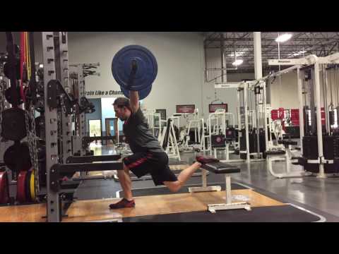 Eccentric Isometric Overhead Bulgarian Squats