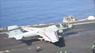 US Navy EA-6B Prowler launching from USS Nimitz