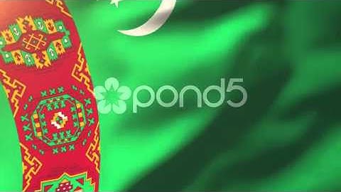 Turkmenistan Flag Waving In The Wind. Looping Sun Rises Style. Animation Loop