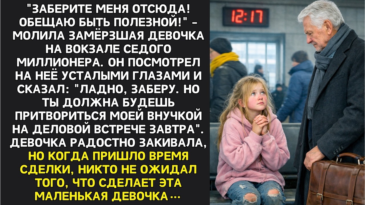 Заберите меня отсюда! Обещаю быть полезной!- молила замёрзшая девочка на вокзале седого миллионера..
