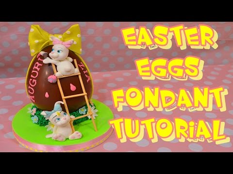 easter eggs rubbit cake topper fondant tutorial - coniglio pasta di zucchero  uova pasqua decorate