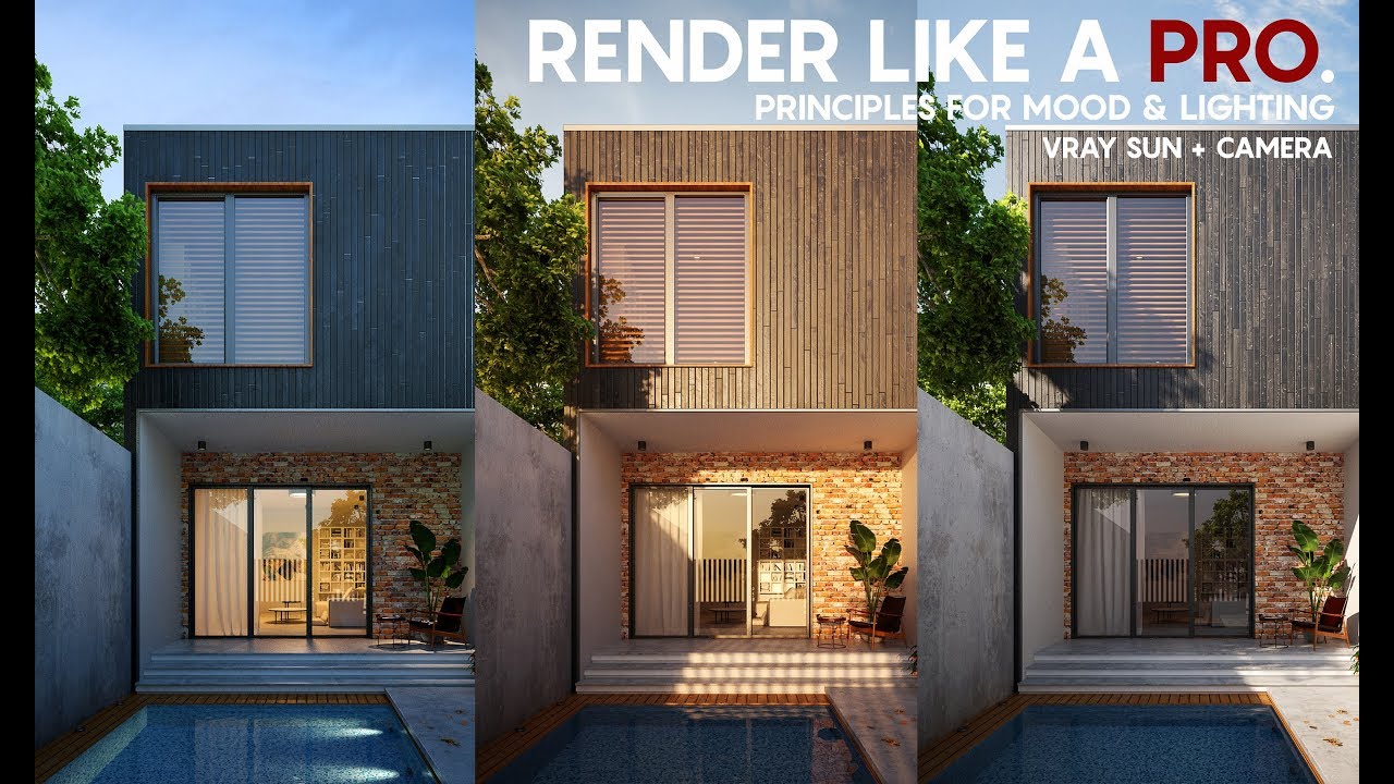 Render like a Pro...Exterior rendering tutorial... Vray sun + Camera tricks for lighting and mood -