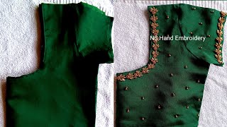 Heavy Beads Design on Stitched Blouse with Normal Needle|Maggam work design with Normal Needle Work