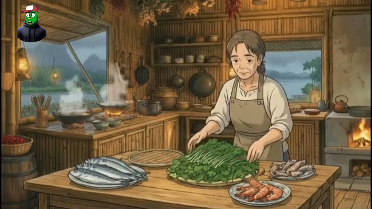 A Peaceful Day on a Floating River House | Ghibli Silent Life 
