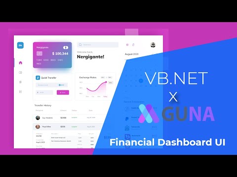 VB.NET - Financial Dashboard UI - Guna UI Framework | C#, VB.NET