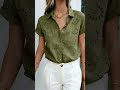 Women's Solid Color Short Sleeve Semi-Sheer Mesh Shirt, Shirt Collar, Button Front - Lightweight#fyp