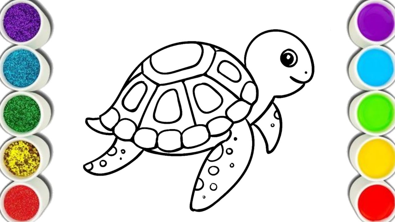 Cute Turtle 🐢 Drawing, Painting and Coloring for kids and toddlers #294 - YouTube