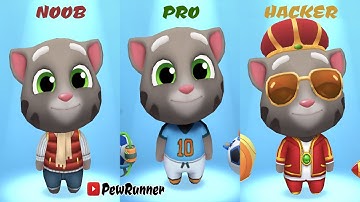 NOOB vs PRO vs HACKER - Talking Tom Gold Run Part 01 | Pew Runner