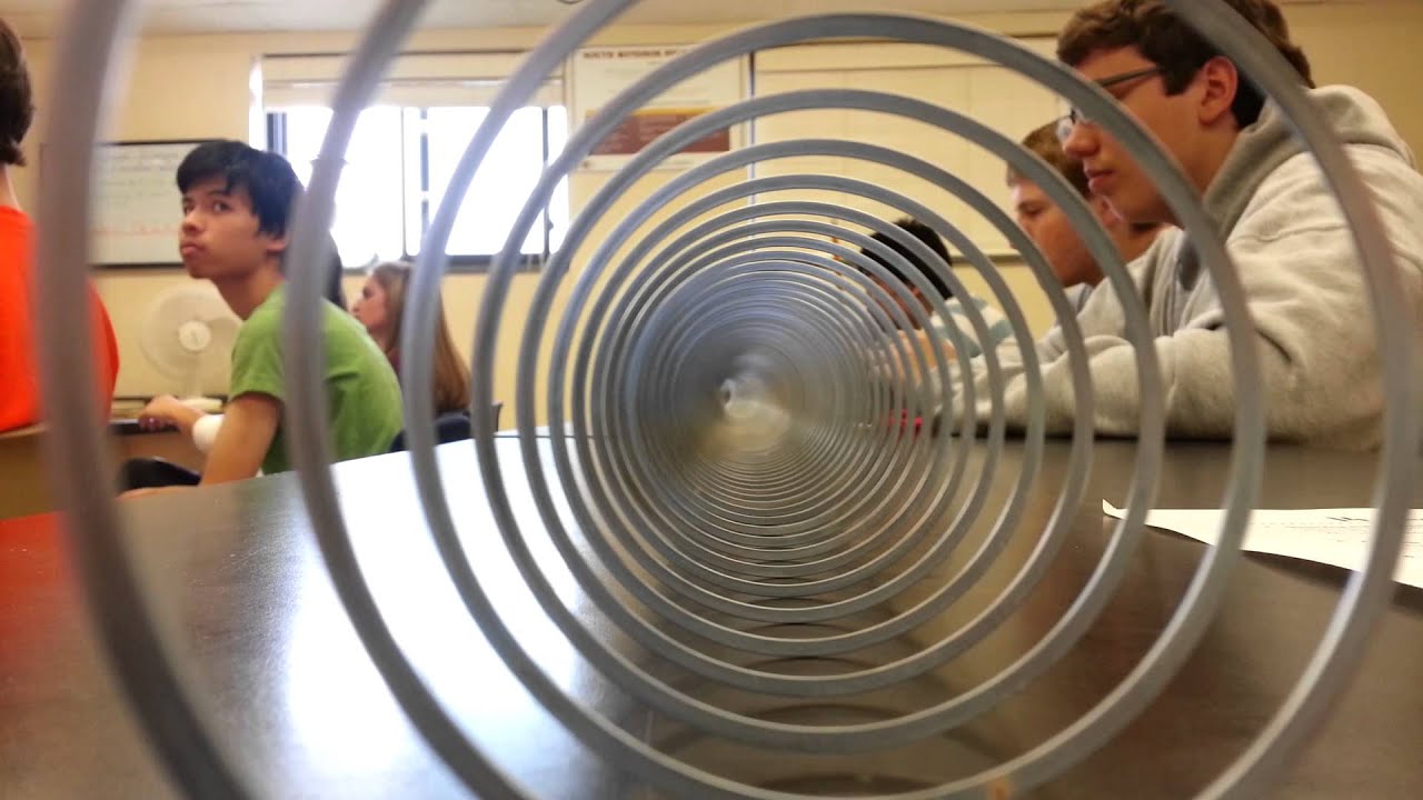 Physics! Giant Slinky fun [Inside view] YouTube