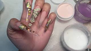 Doing My Own Full Set Long Acrylic Nails