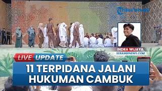 11 Terpidana Zina-Miras Jalani Hukuman Cambuk 100 Kali di Taman Sari Banda Aceh, Disaksikan Warga