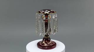 Stunning Pair Bohemian Red Gl Mantle Lusters Mid-1800S Hand-Painted Gilded