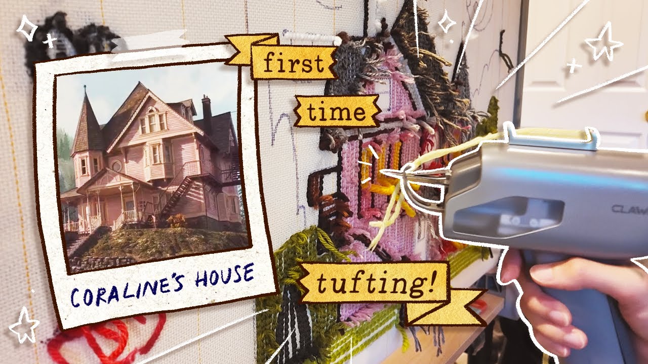 Превращаю дом Коралины в ковёр! (первый опыт тафтинг-стафтинга)🧵🏡🌙