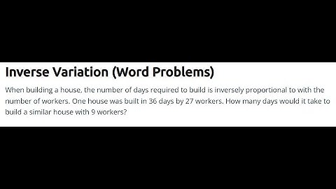 Work-Time Inverse Variation Word Problem