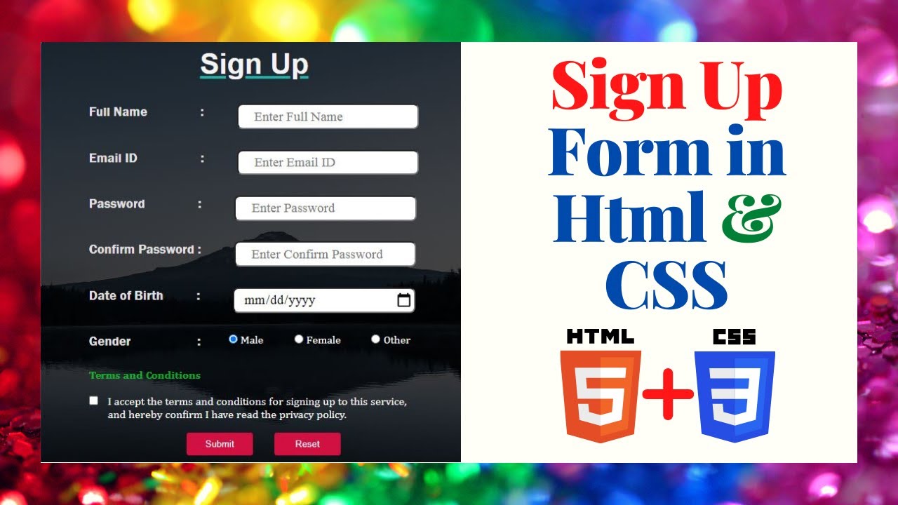 Create Sign Up Form in HTML and CSS in Hindi. Responsive screen ...