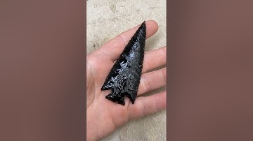 Obsidian Spearpoint #flintknapping #obsidian #knife #blade #primitivetechnology #trending #crystal