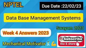 Data Base Management Systems | Week 4 Quiz | Assignment 4 Solution | NPTEL | SWAYAM 2023