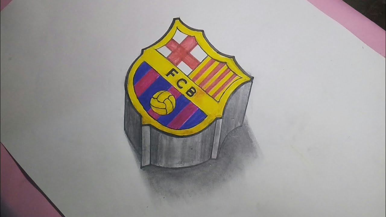 Barcelona logo 3D drawing - YouTube
