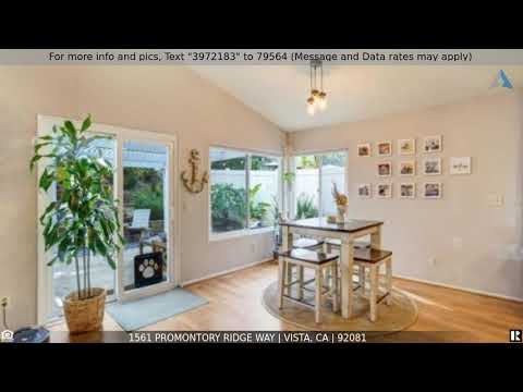 1561 Promontory Ridge Way, Vista, CA home video tour