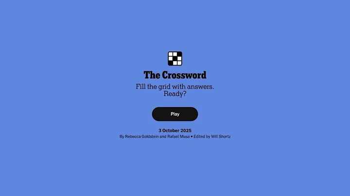 Solve with Me: Friday 3 October 2025 New York Times Crossword