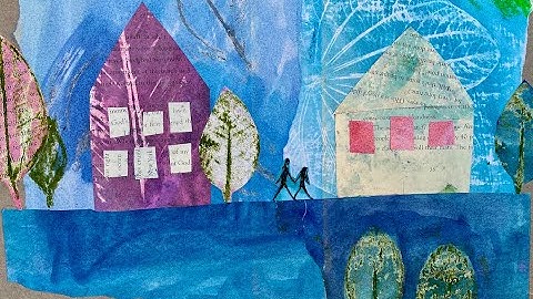 Painted Paper Collage! (Part 2 of the previous Plant Rubbings video). Make Art with Carrie Bloomston