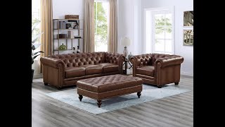 Prospera Home Allington (Brown) Leather Sofa