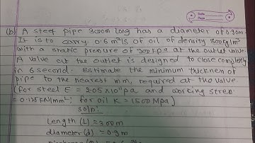 finding the minimum thickness of pipe in unsteadyflow problem #hydraulic #ioe #pu #ku