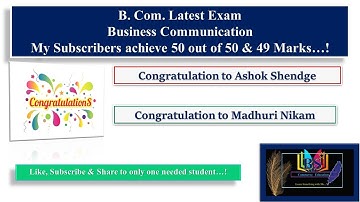 High Score in Exam/ S.Y. B. Com Business Communication Subject.