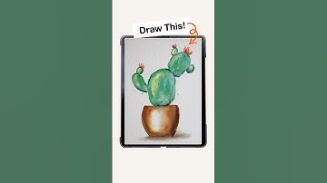 Watercolor cactus drawing in Procreate tutorial!