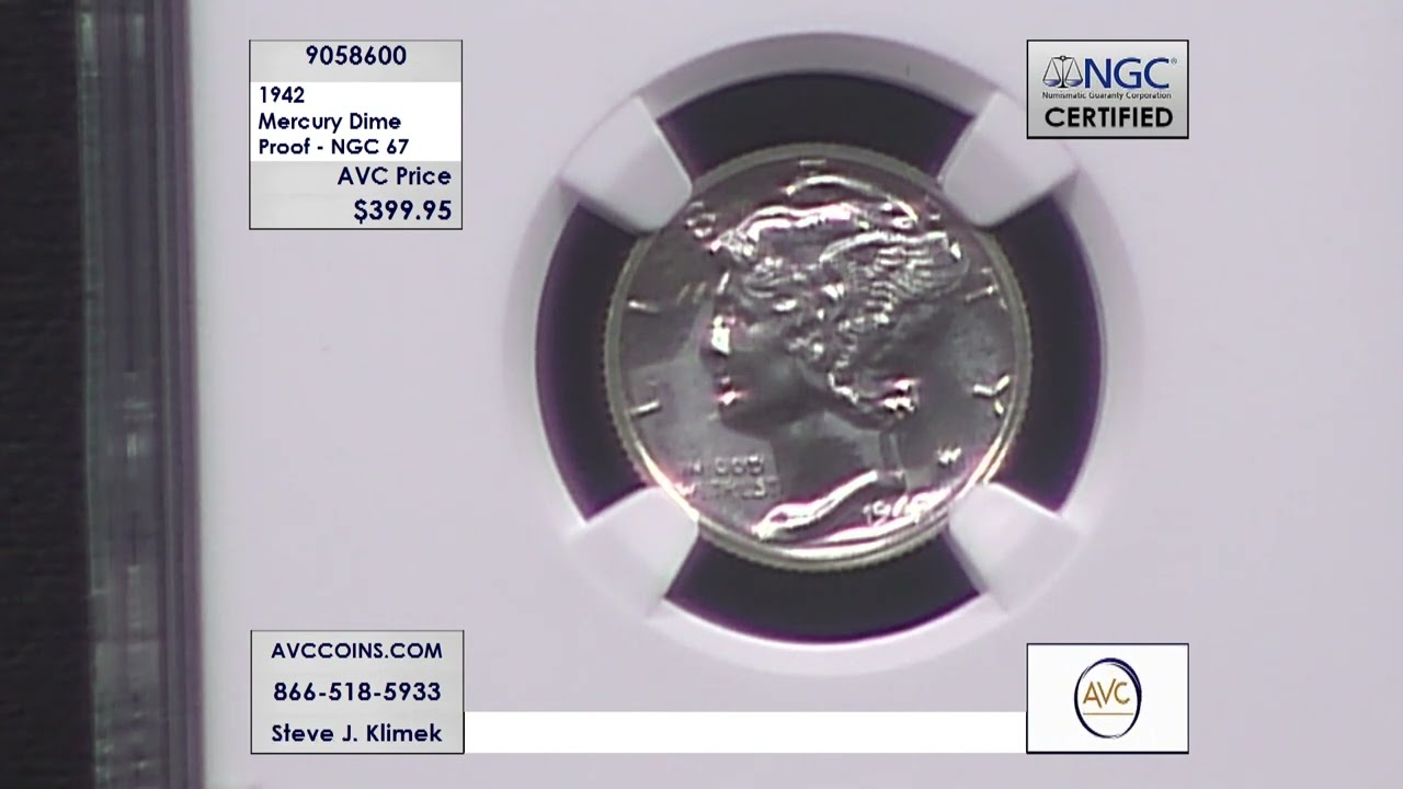 1942 Mercury Dime - Proof - NGC 67