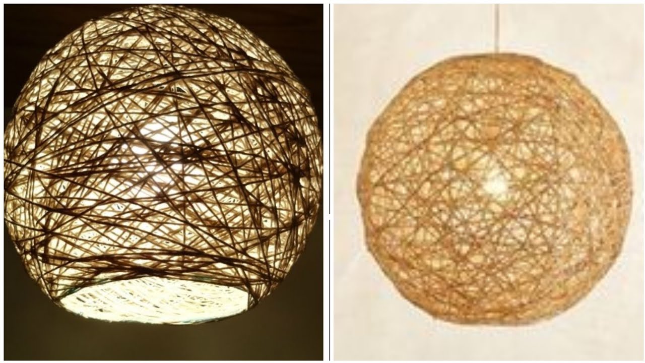 How to make a hanging jute light shade - YouTube