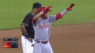 CIN@MIA: Hamilton ties game with RBI single