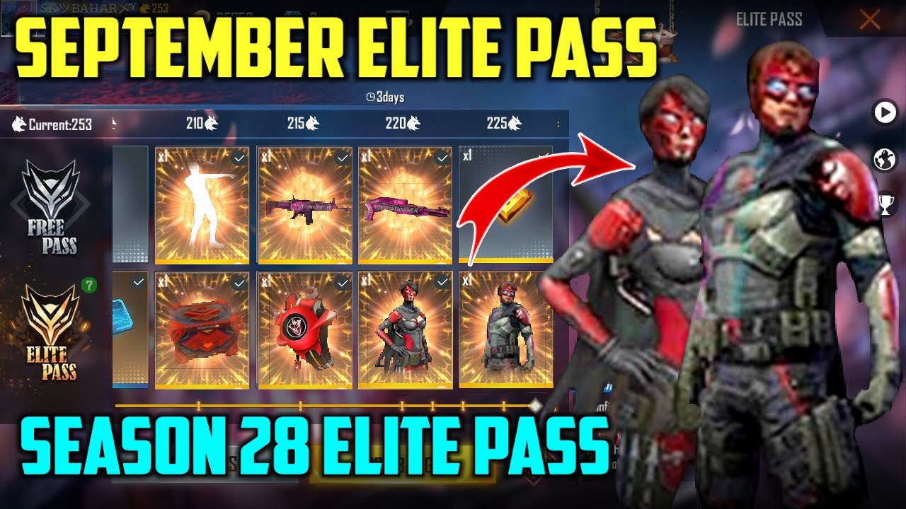 FREE FIRE SEASON 28 ELITE PASS || SEPTEMBER ELITE PASS - YouTube