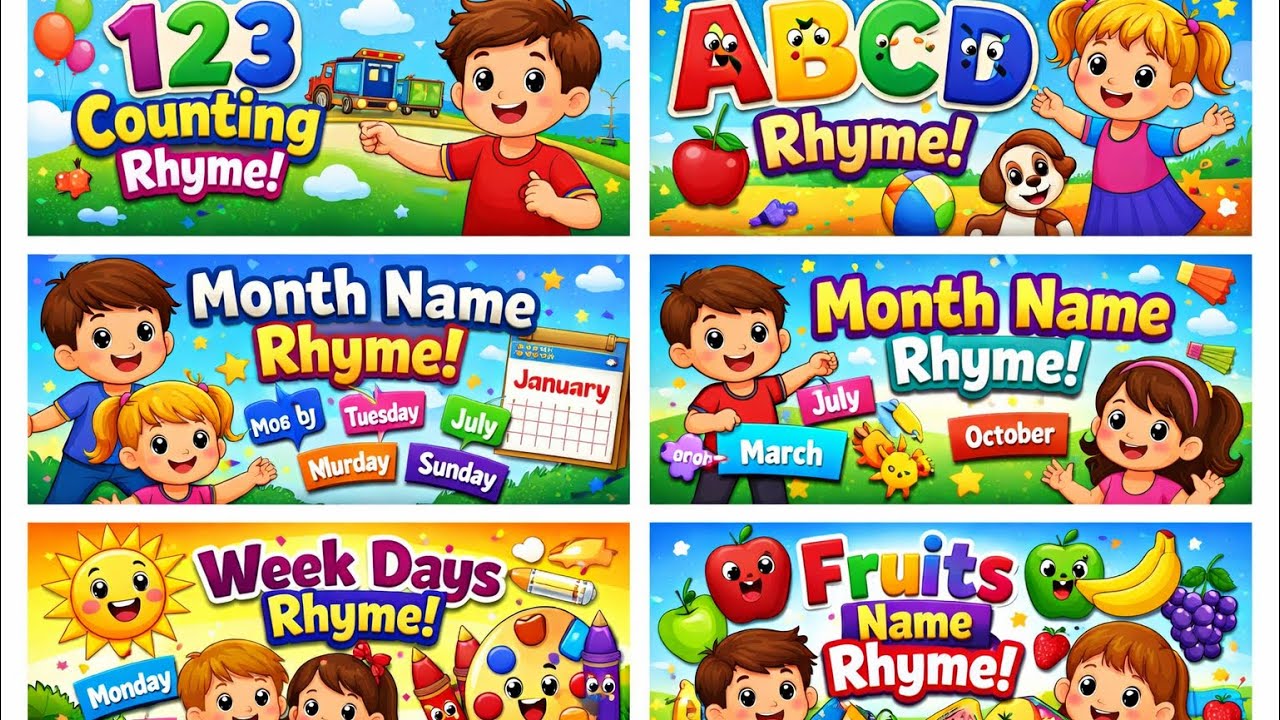 123 ABCD Learning Rhymes for Kids | Numbers, Alphabet, Colors, Fruits, Months & Weekdays