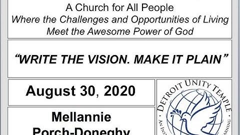 Detroit Unity Temple Sunday Service 08 30 20 "Better Quality" (Official Video)