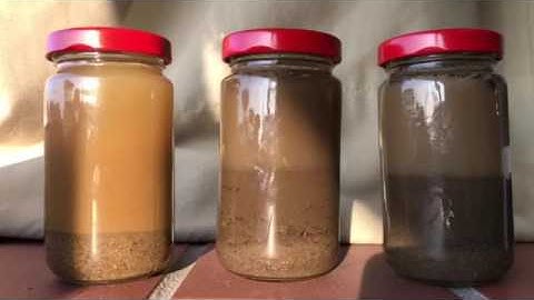 Sedimentation of different soil samples (time lapse)