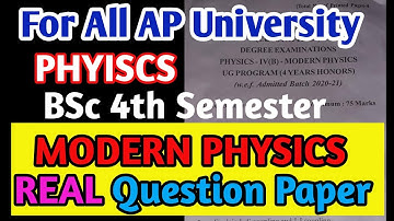 4th sem Physics Paper 5 #Modern_Physics  Question Paper #Sem_4_Physics_Paper_5_Modern_Physics