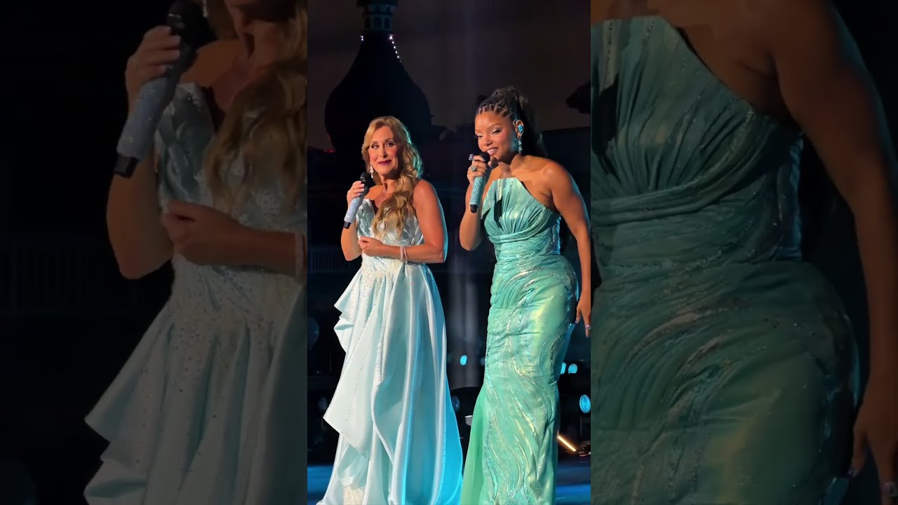 we couldn’t hold back our excitement! 🤍🫧 #jodibenson #hallebailey #disney #thelittlemermaid 🩷