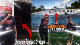 SURVIVING 24 HOURS AT AN ABANDONED FOOTBALL STADIUM *IT'S HAUNTED* (Akron Rubber Bowl)
