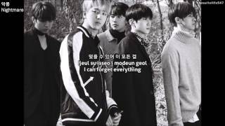 Video thumbnail of "B1A4 - Nightmare (Hangul, Romanization, Eng Sub)"